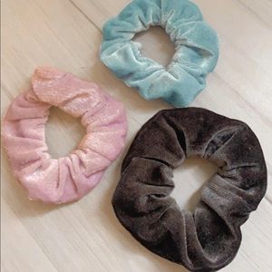 Three velvet scrunchies assortment